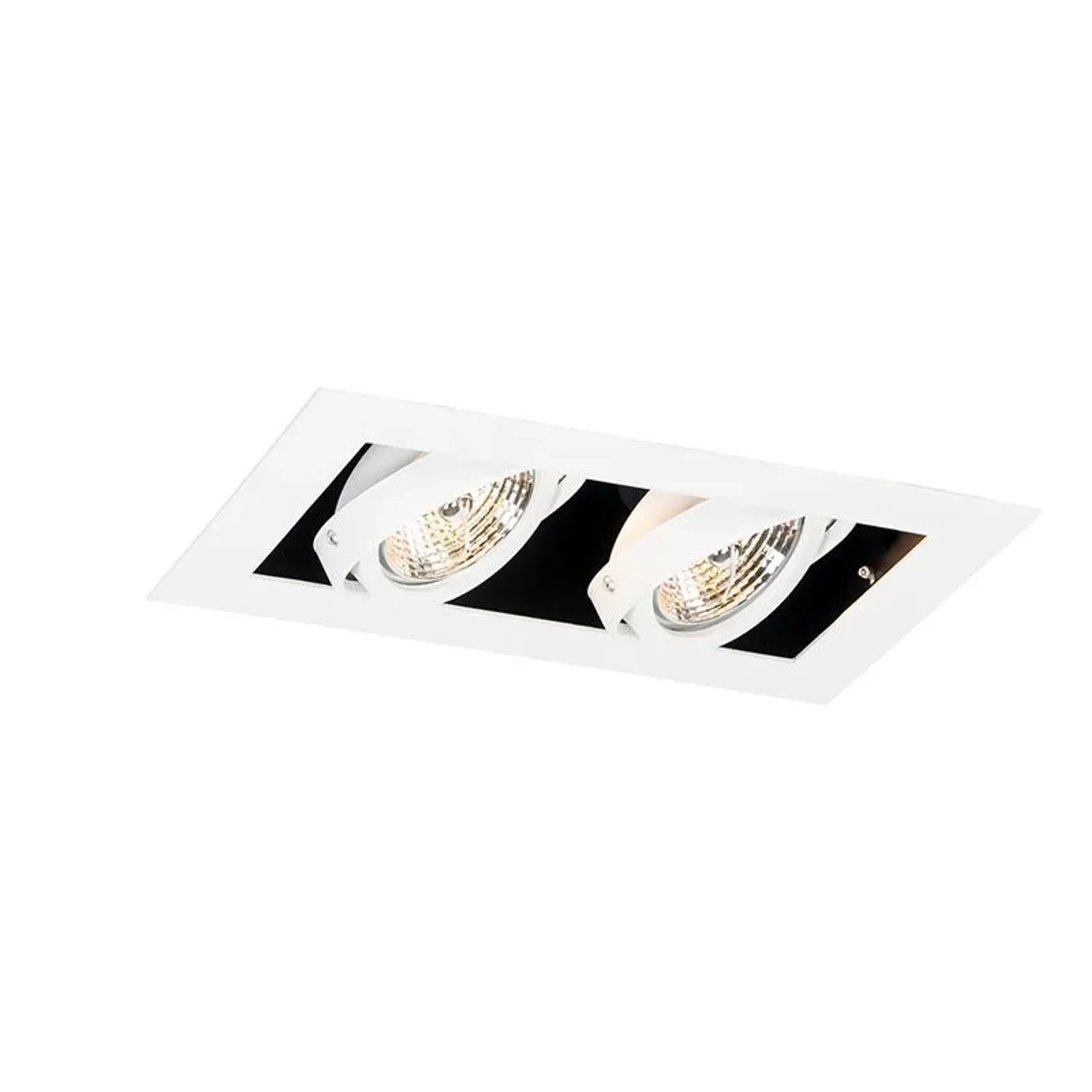 Weißer QAZQA Einbaustrahler Oneon 70 mit 2 verstellbaren Lampen für GU10 Fassung.