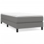 Dunkelgraues vidaXL Boxspringbett (90x200 cm) mit Stoffbezug und schwarzen Füßen.