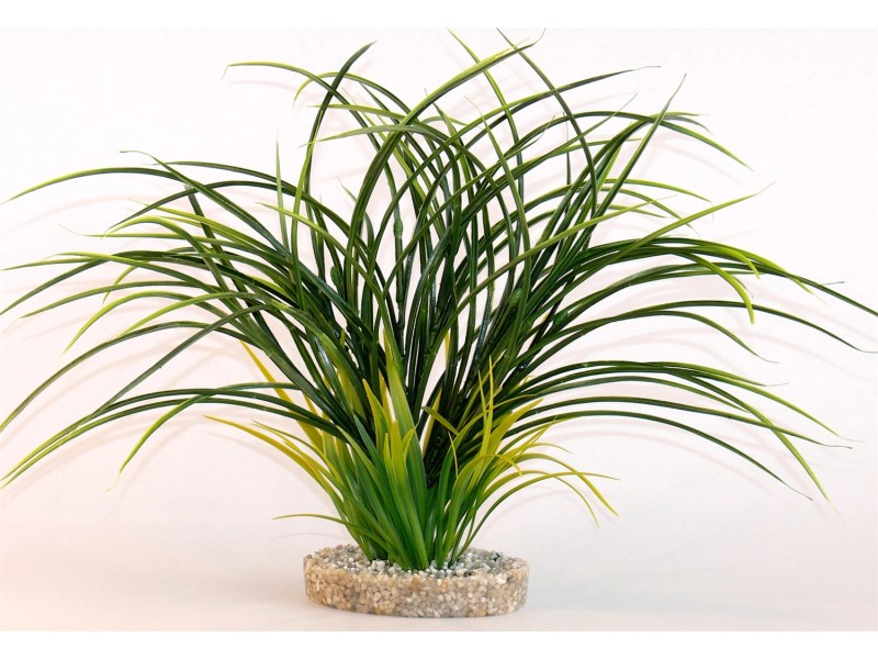 Kunststoffpflanze Für Aquarien – Gras In Blau/Weiß, 32 Cm Hoch, Mit Keramiksockel, Sicher Für Fische