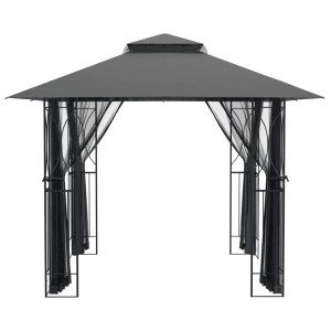 Anthrazitfarbener vidaXL Pavillon mit Seitenwänden, Stahlrahmen, 300x300x270 cm. Ideal für Garten & Terrasse.