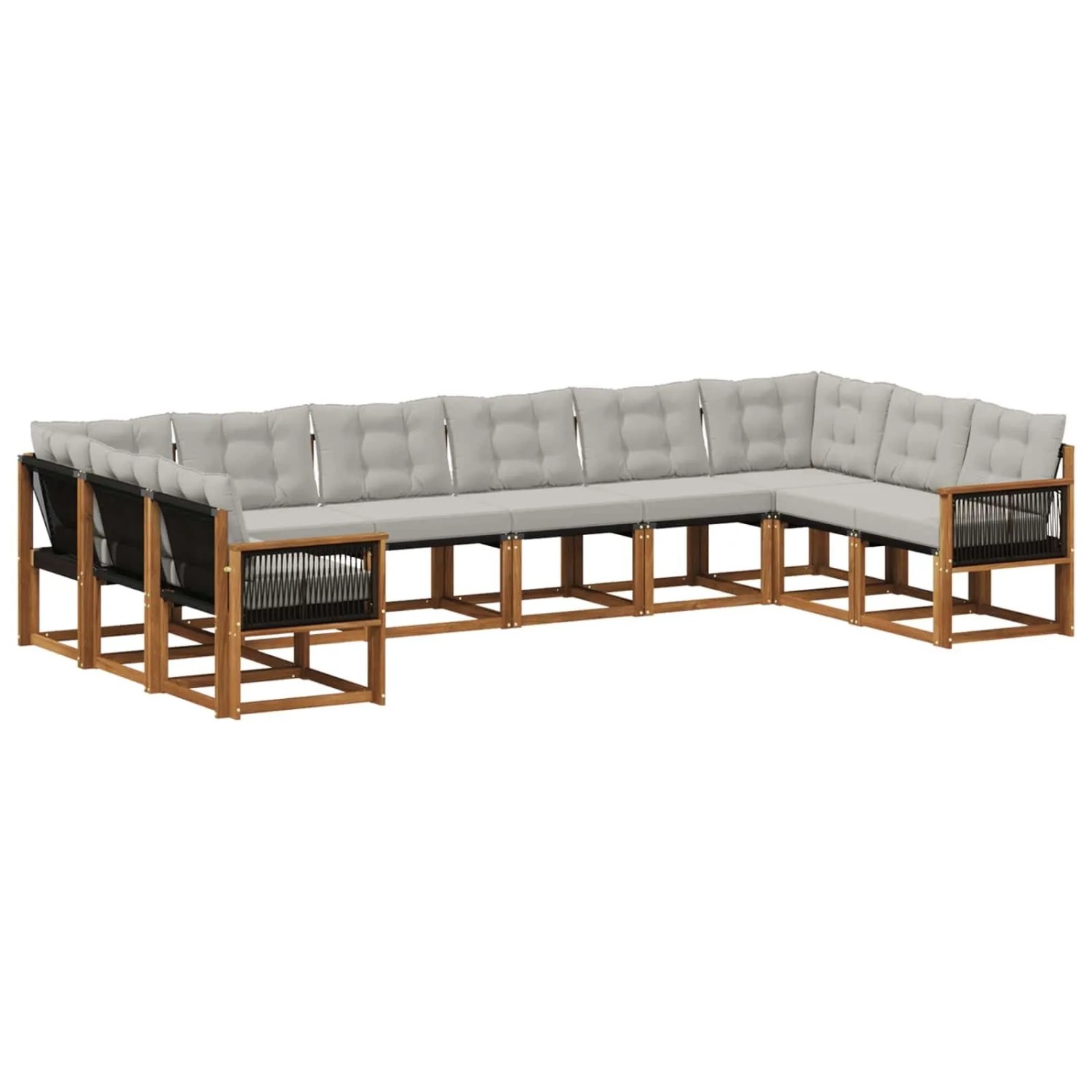 vidaXL Outdoor-Sofagarnitur mit Kissen 10 Stk Natur und Hellgrau 3382239