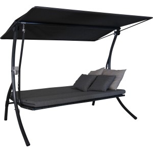 Angerer Hollywoodschaukel Motion Smart Stone mit Liegefunktion und Sonnendach.
