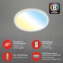 Weiße Brilo WiFi LED Deckenleuchte Slim Smart mit Farbwechsel und App-Steuerung.
