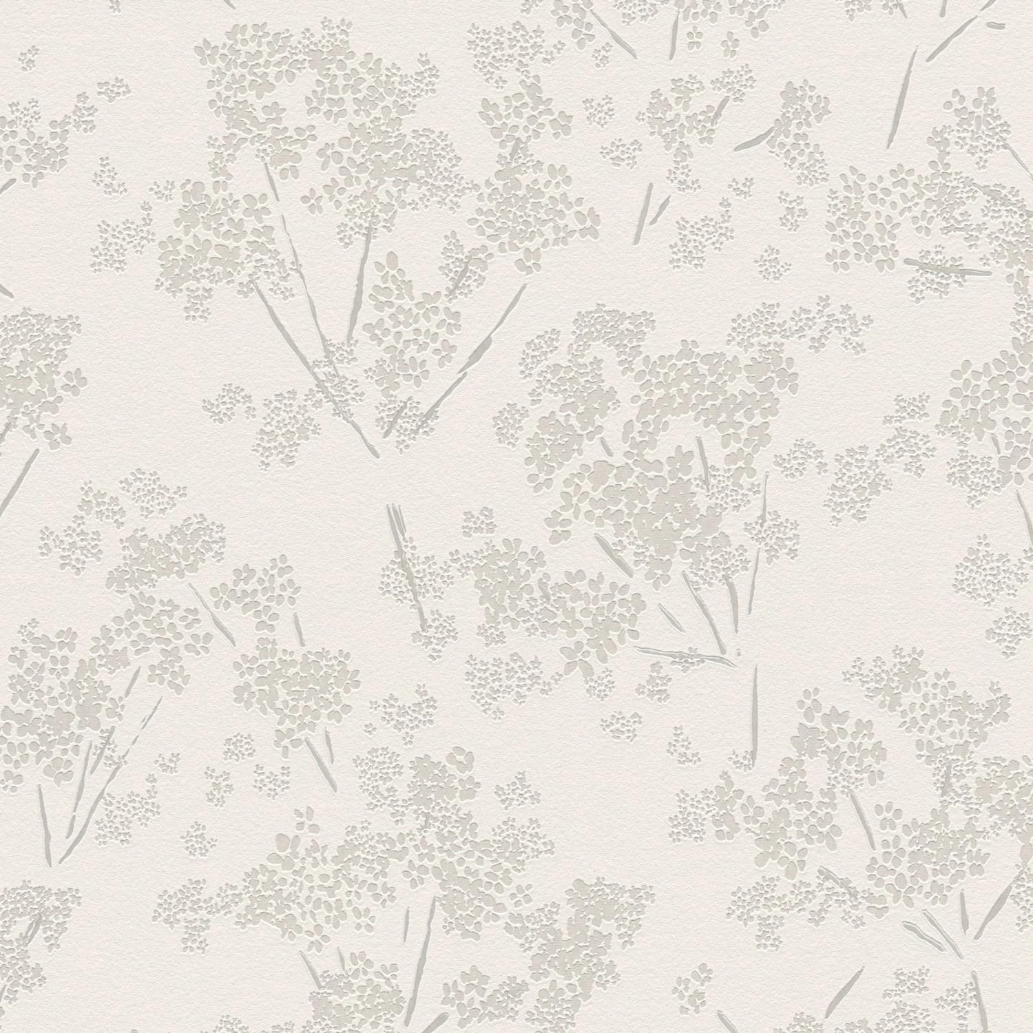 PROFHOME 395483-GU Blumen Tapete Floral Schimmernd Weiß Grau 0,53 m x 10,05 günstig online kaufen