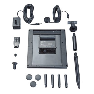 Pontec PondoSolar 250 Control Solarwasserspielpumpe Set mit Pumpe, Solarpanel, Düsen und LED Beleuchtung.