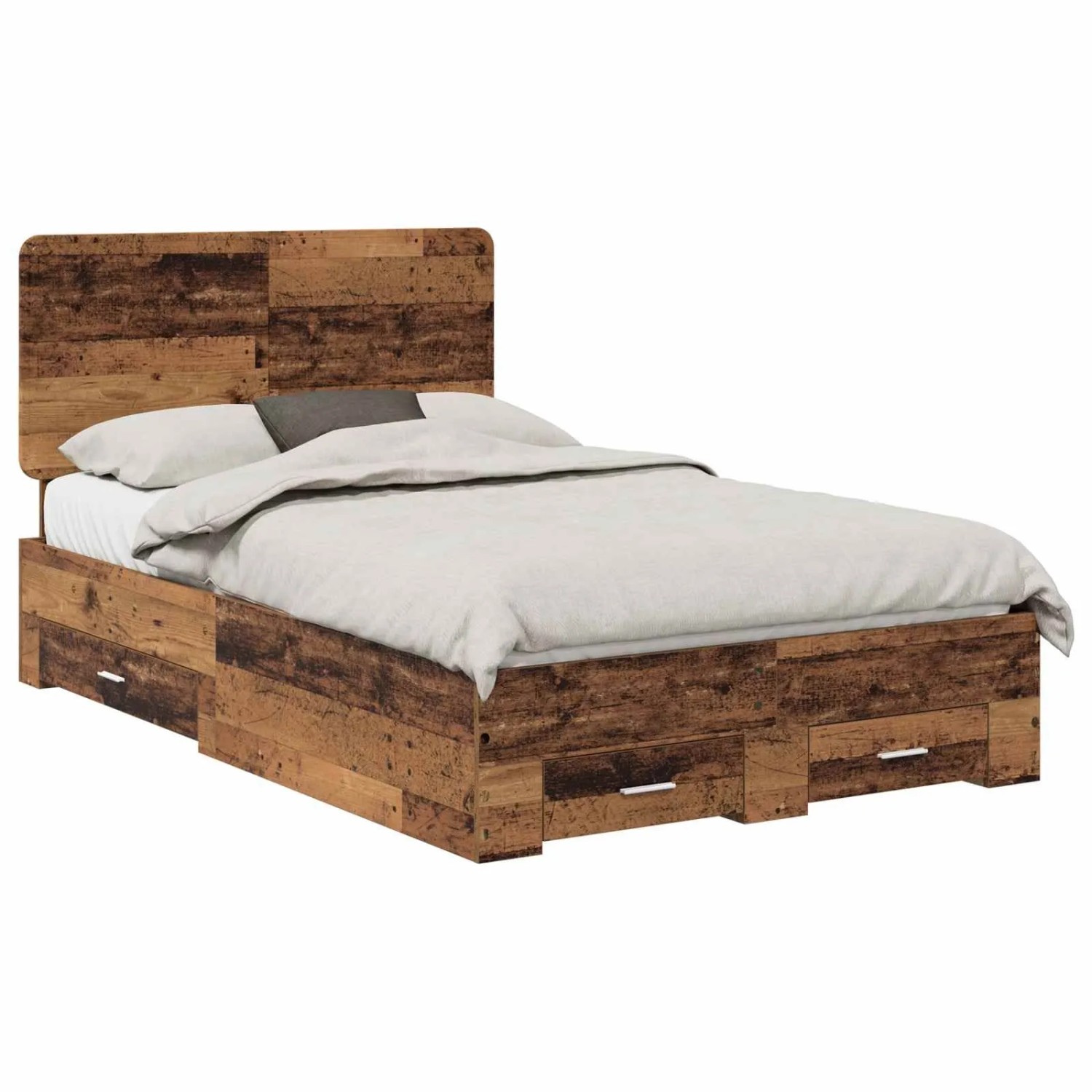 vidaXL Bettrahmen mit Kopfteil Altholz 120 x 190 cm Holzwerkstoff 3412817