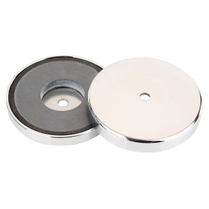 Tifler Rundmagnet mit Chromblende, Ø 81mm, bis 43kg Haftkraft, für Haushaltshelfer.