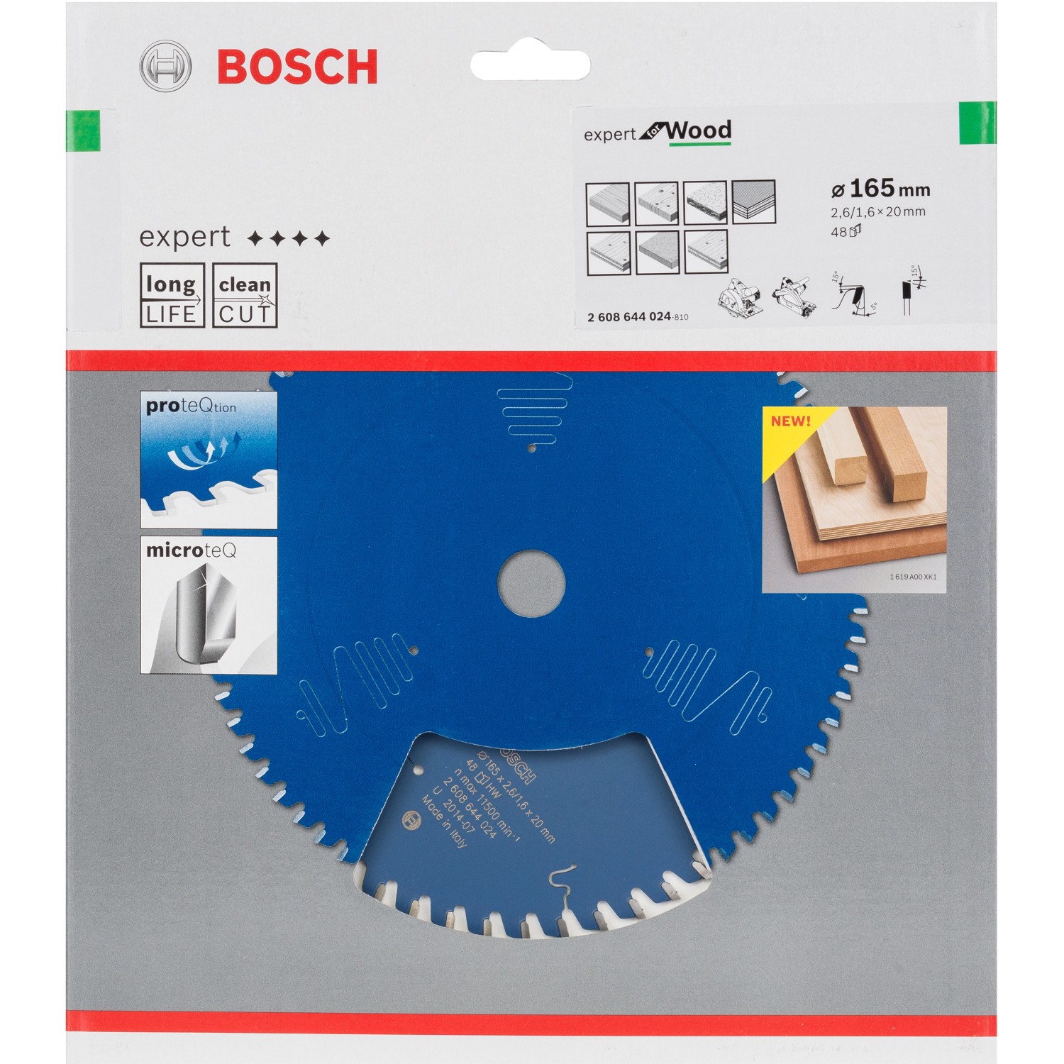 Bosch Kreissägeblatt Expert for Wood 165 mm x 20 mm x 1,6 mm