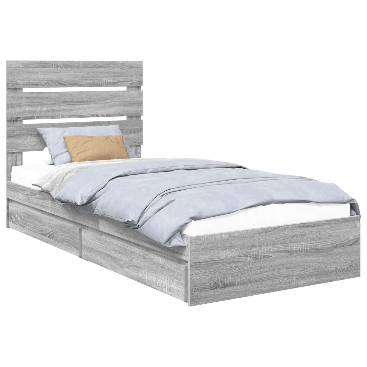 vidaXL Stauraumbett Grau Sonoma 90 x 190 cm Holzwerkstoff 3411932 günstig online kaufen