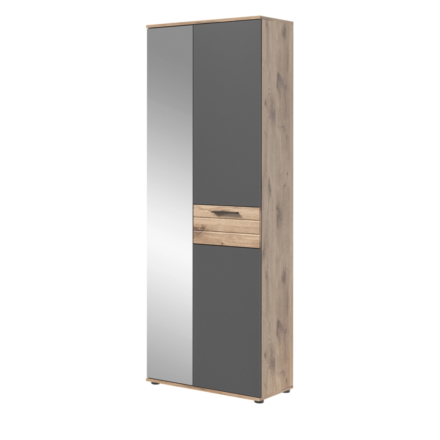 Inn.Furn Garderobenschrank Eiche Grau 70 x 200 cm mit Spiegel Tomaso günstig online kaufen
