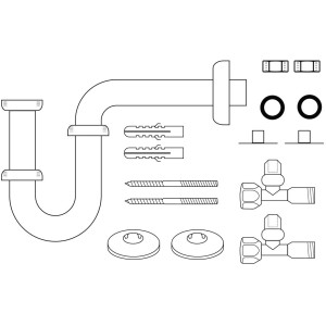 Kirchhoff Röhrensiphon-Set mit Eckventilen und Befestigung für Waschtische.