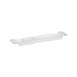 Relaxdays Badewannenablage Kunststoff Weiß Ausziehbar Rutschfest 6 cm x 55,5 bis 78 cm x 17,5 cm 0,5 kg