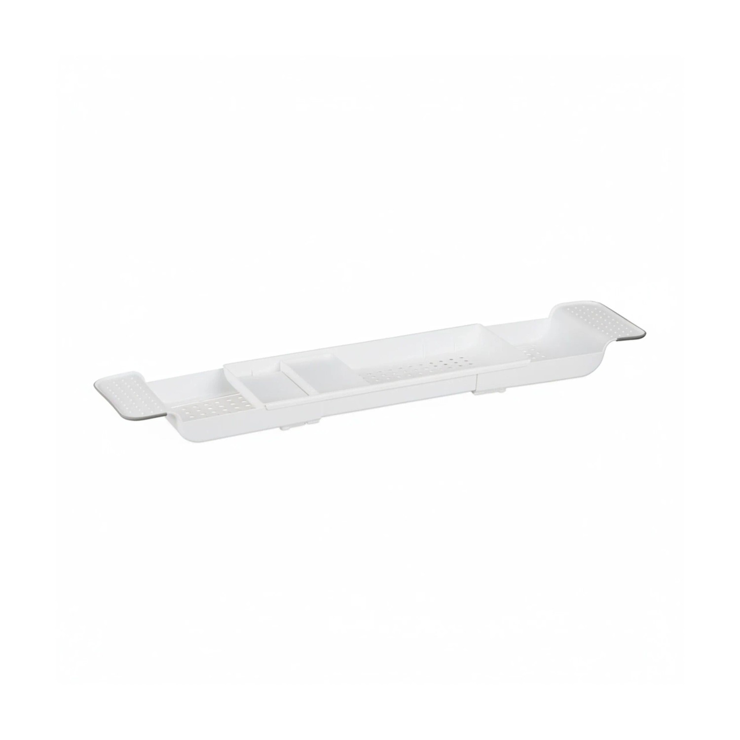 Relaxdays Badewannenablage Kunststoff Weiß Ausziehbar Rutschfest 6 cm x 55,5 bis 78 cm x 17,5 cm 0,5 kg