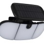 Schwarze, matte Globo Solarleuchte mit Sensor und drei Leuchtelementen. Ideal für den Außenbereich.