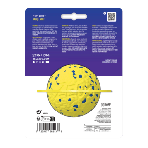 Zeus Nitro Ball Hundespielzeug, gelb-blauer Ball mit Gewicht, Größe L, ideal für Wasserspiele.
