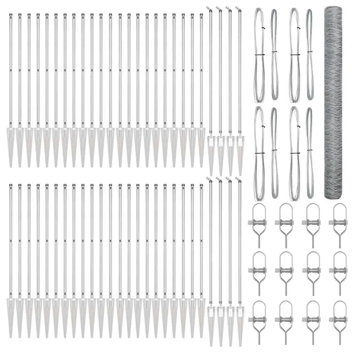 vidaXL Zaunpfosten Silber 100 x 1,5 m 36 mm Maschenweite Stahl 3353459 günstig online kaufen