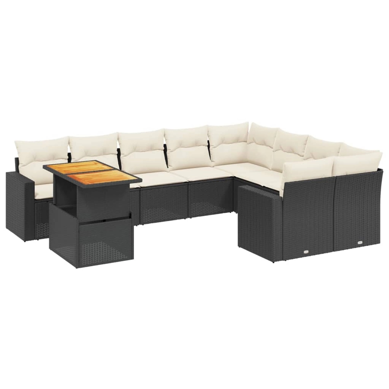 vidaXL 10-Tlg Garten-Sofagarnitur mit Kissen Schwarz Poly Rattan 3271476 günstig online kaufen