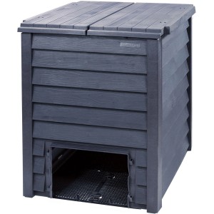 Garantia Thermo-Wood Komposter, 400 l, anthrazit-braun, mit Bodengitter.