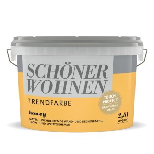 Schöner Wohnen Trendfarbe Honey, matte Wandfarbe im Eimer.