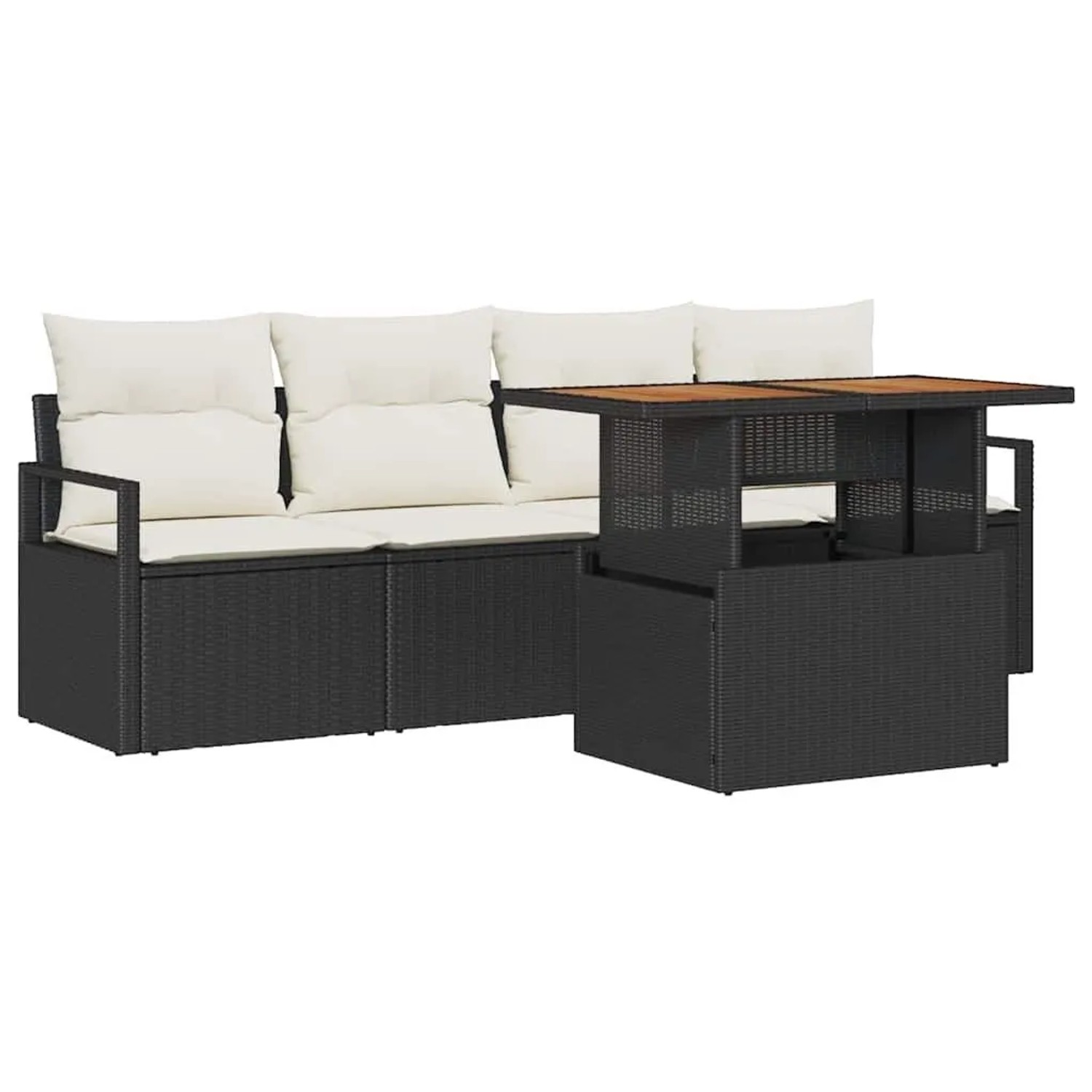 vidaXL Garten-Sofa-Set mit Kissen 5-Tlg Schwarz und Creme 3349641