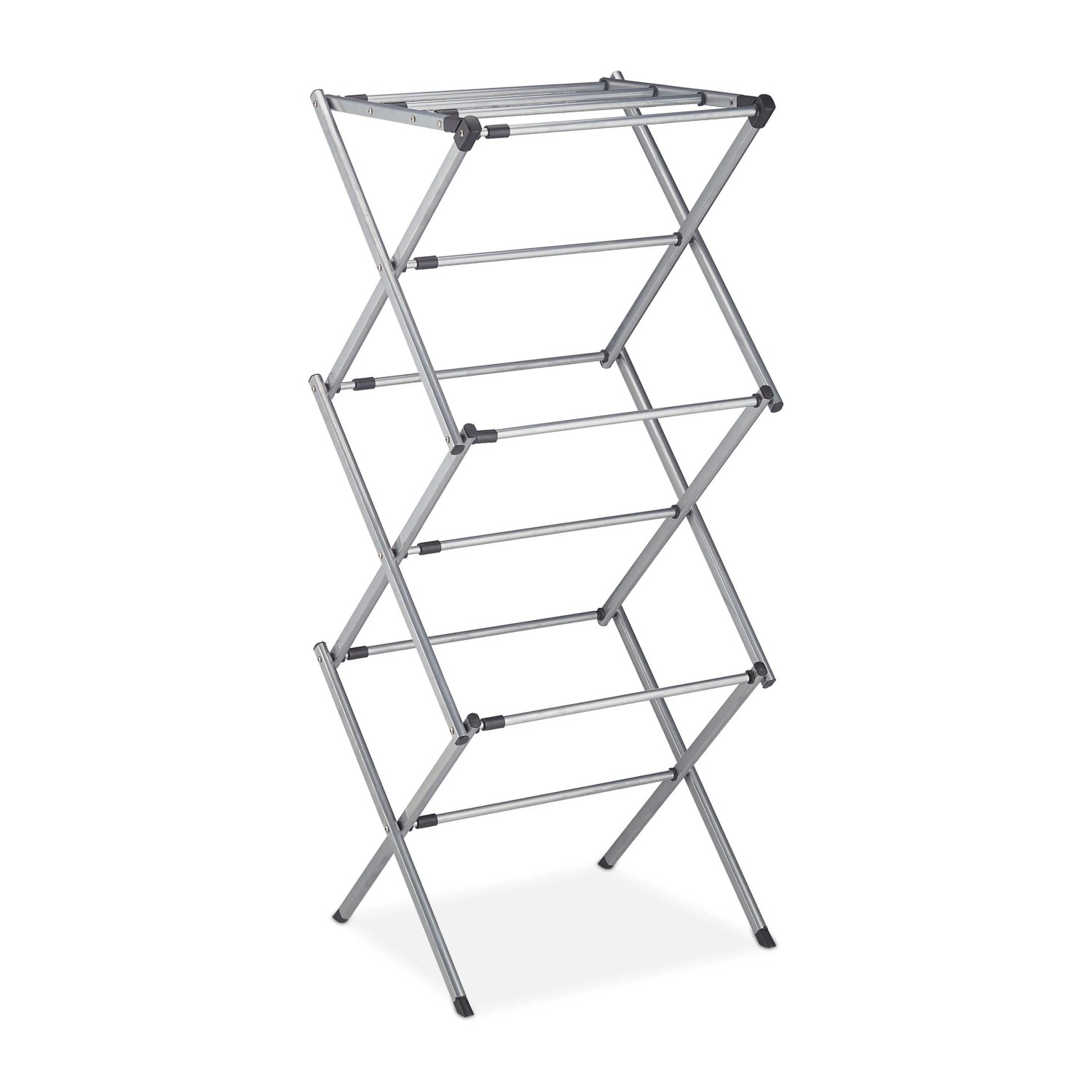 Relaxdays Wäscheständer Eisen Grau Klappbar Ausziehbar 106 cm x 43-74 cm x 38 cm 2 kg