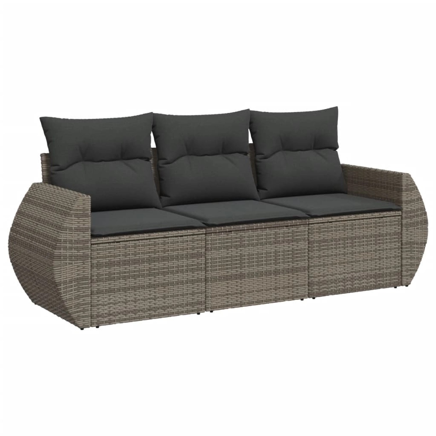 vidaXL 3-tlg Garten-Sofagarnitur mit Kissen Grau Poly Rattan Modell 7 günstig online kaufen