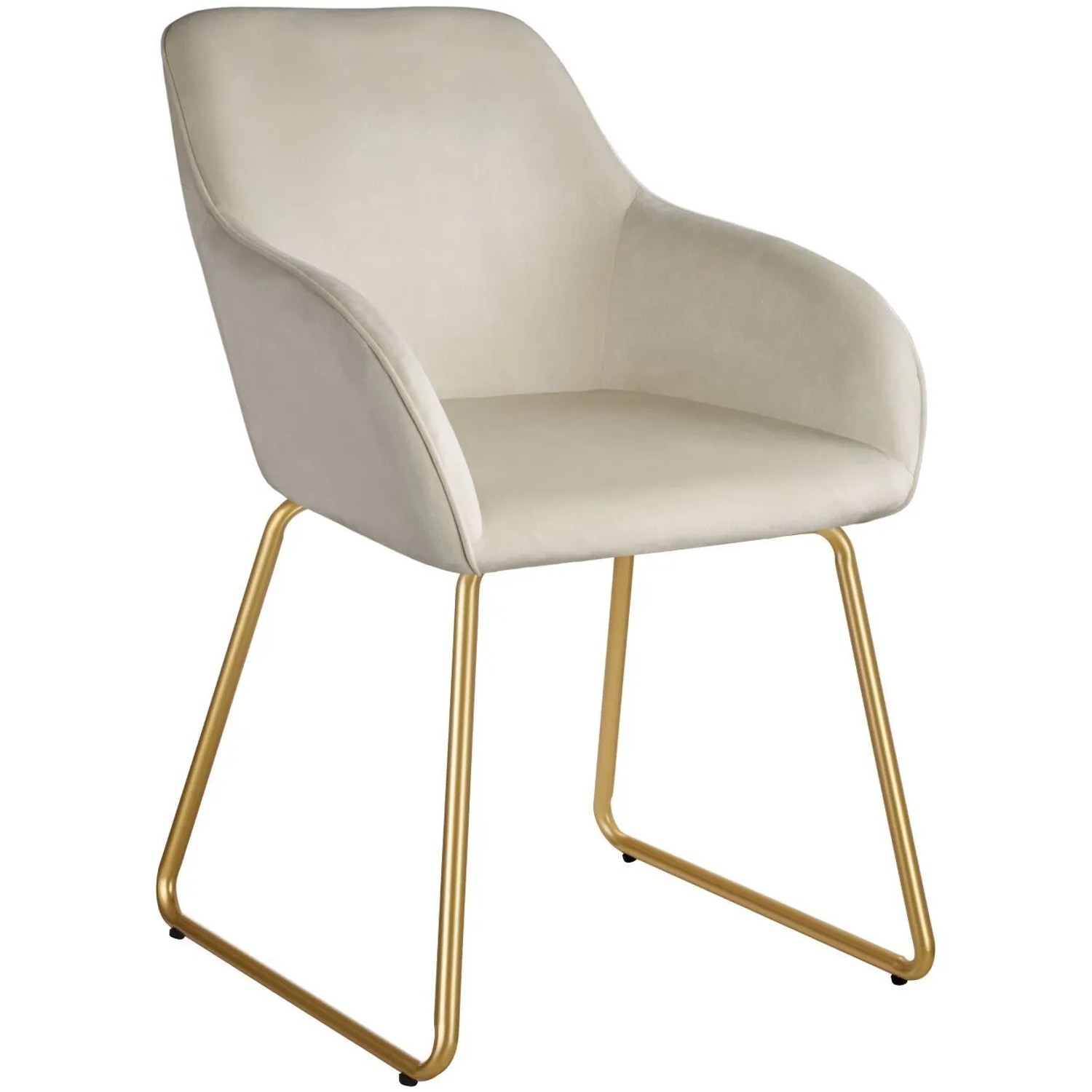 Tectake Esszimmerstuhl Jeane Gepolstert  In Samtoptik Höhenverstellbare Füße  61 x 57 x 85 50 cm Samtoptik Creme Gold