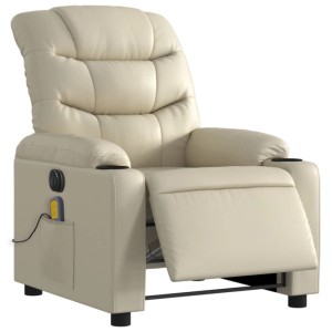 vidaXL Massagesessel Elektrisch Creme Kunstleder 3206593