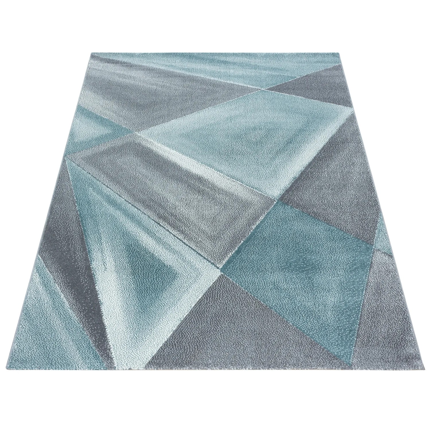 Blauer Kurzflorteppich Ayyildiz Beta mit geometrischem Muster, 80x150 cm.
