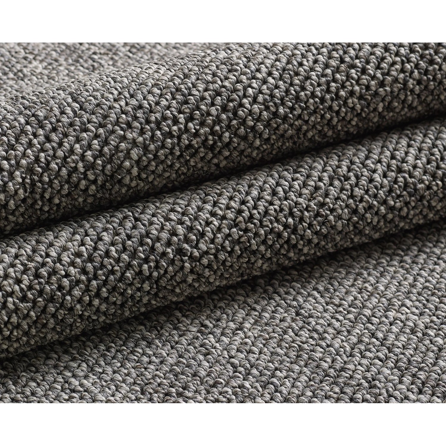 Detailansicht des grauen Ayyildiz Kurzflorteppich Loom 4300 mit Schlingenstruktur.