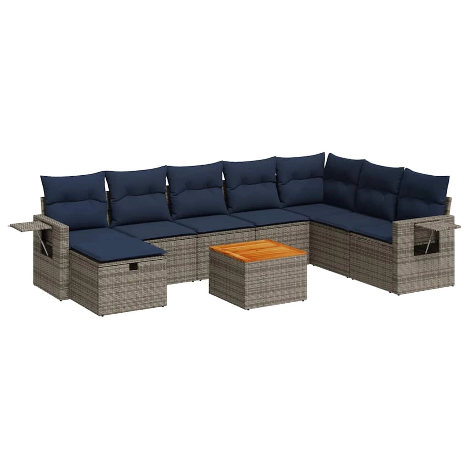 vidaXL 9-Tlg Garten-Sofagarnitur mit Kissen Grau Poly Rattan 3325834 günstig online kaufen