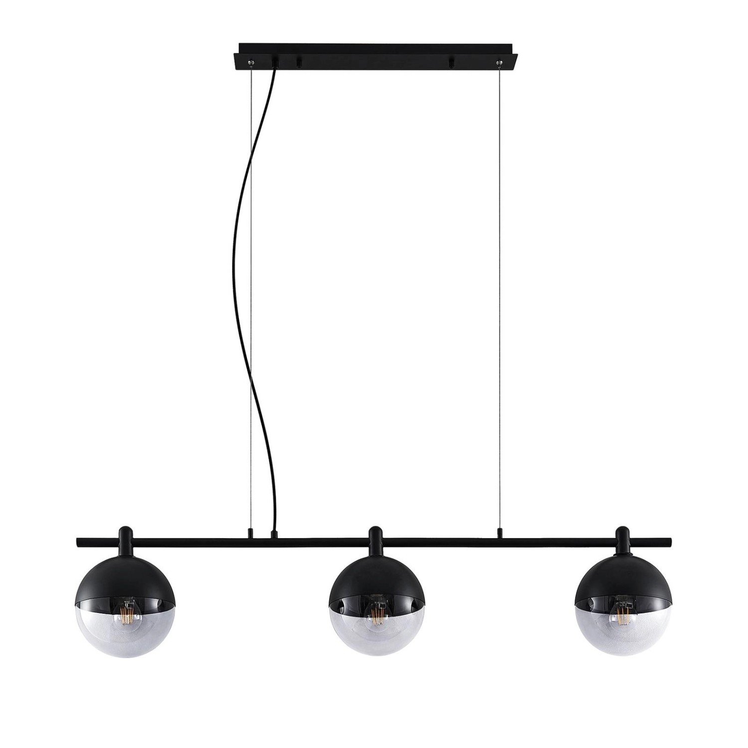 Lucande Pendelleuchte Dustian 9639222 Design Modern in Schwarz aus Glas 3-f günstig online kaufen
