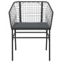 Schwarzer Gartenstuhl aus Rattan mit grauem Kissen, Teil der vidaXL 9-tlg Essgruppe.