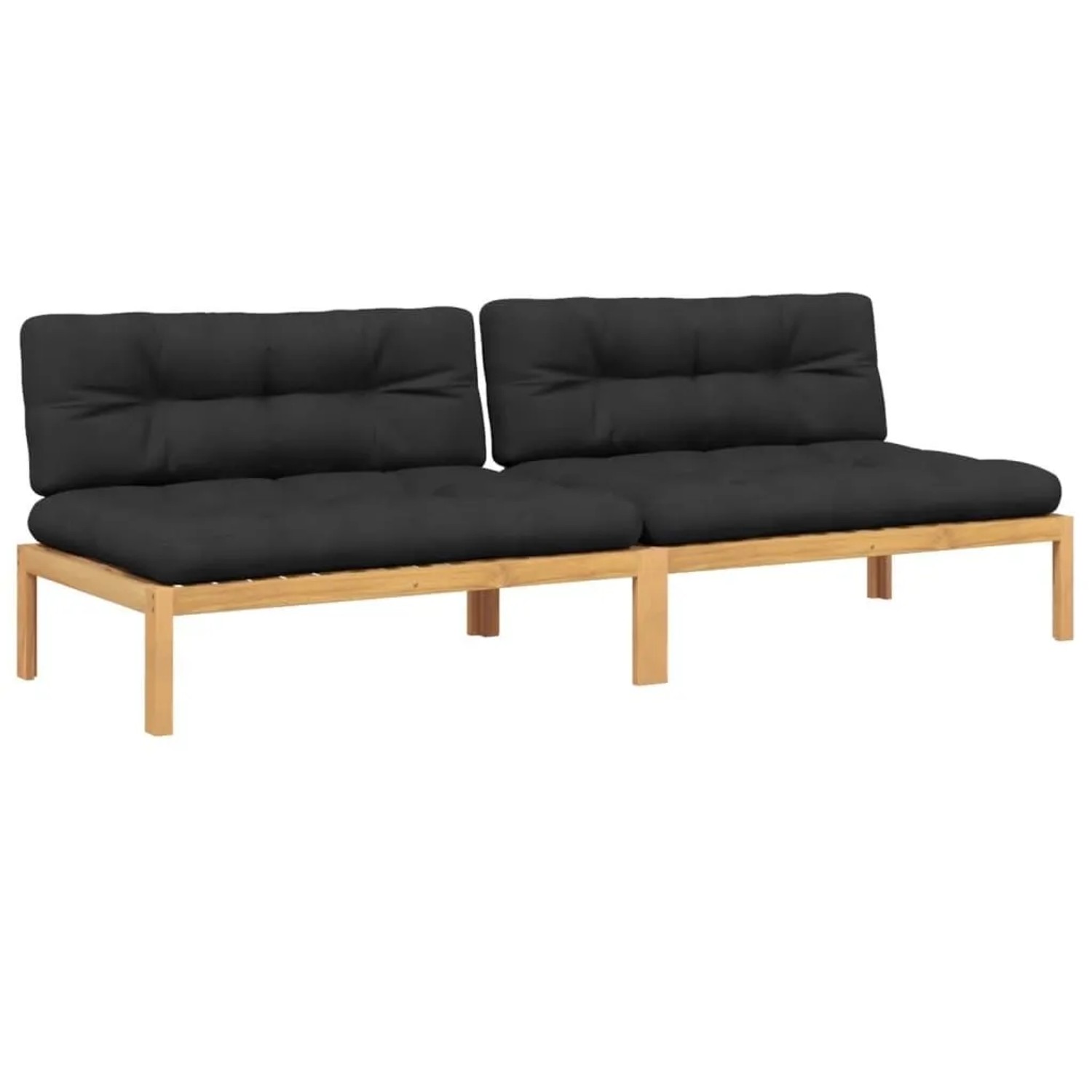 vidaXL Garten-Mittelsofas aus Paletten 2 Stk mit Kissen Akazienholz 3209358
