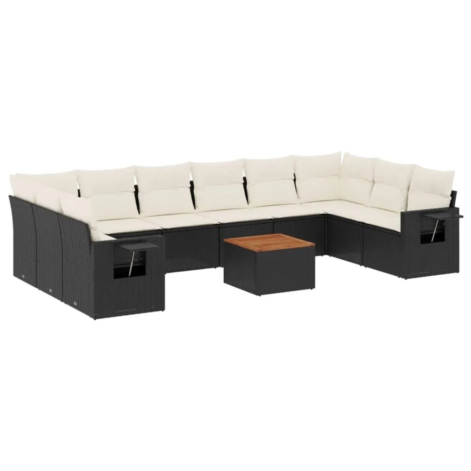 vidaXL 11-Tlg Garten-Sofagarnitur mit Kissen Schwarz Poly Rattan 3224733 günstig online kaufen