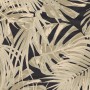 Teppichläufer Smuq Bahama, 67x120 cm, mit tropischem Blätter-Muster in Beige und Schwarz.