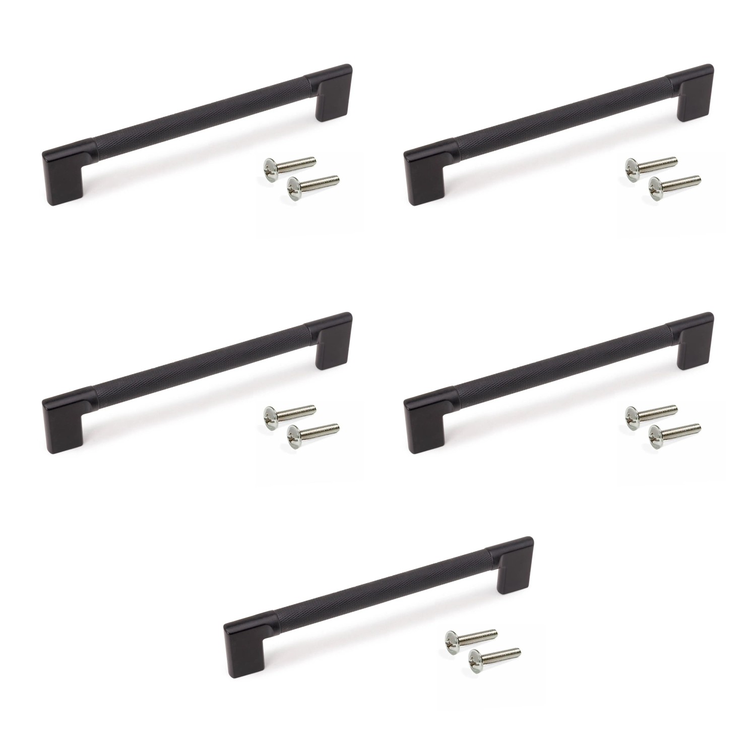 Emuca Lot von 5 Möbelgriffe Sofia L189 mm 160 mm Achsenabstand Aluminium Schwarz Lackiert