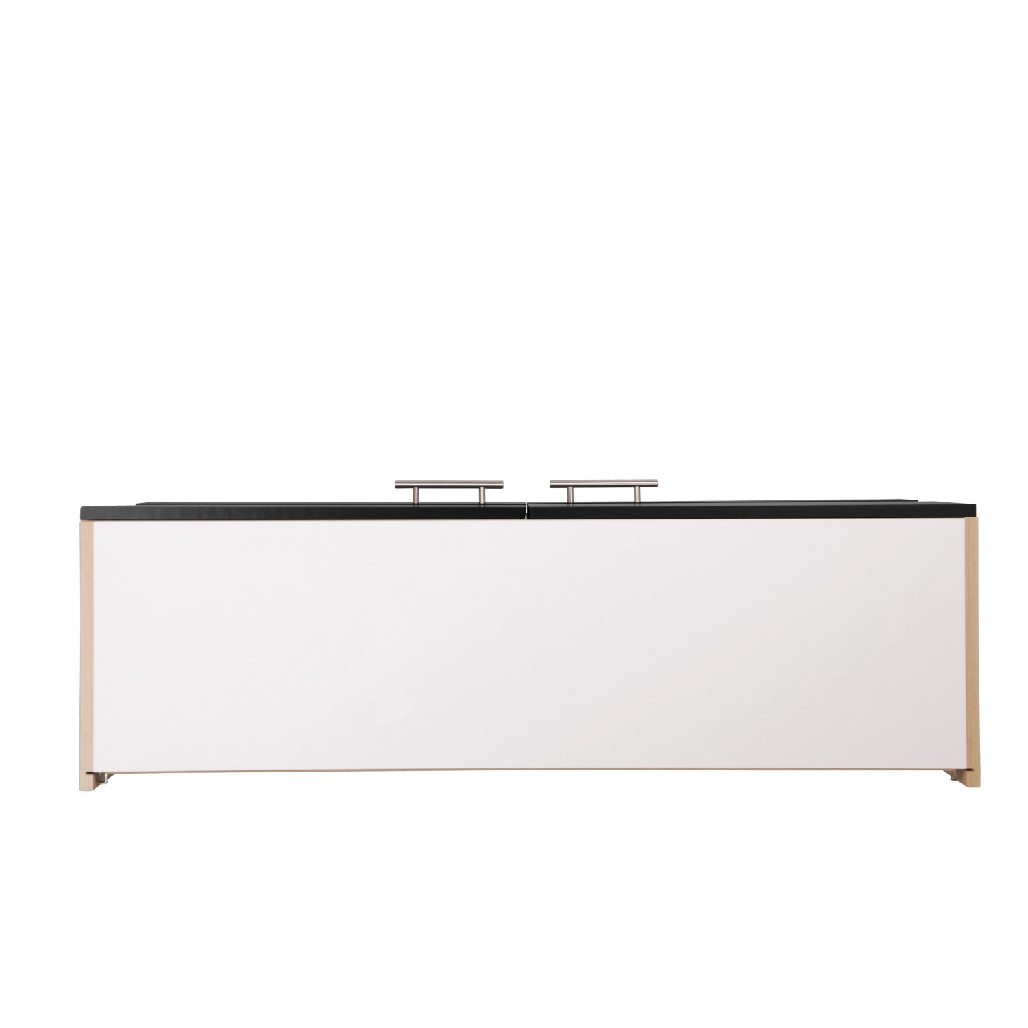 Respekta Oberschrank Merle, 110 cm, Schwarz, mit zwei Glastüren und Metallgriffen. Küchen-Hängeschrank.