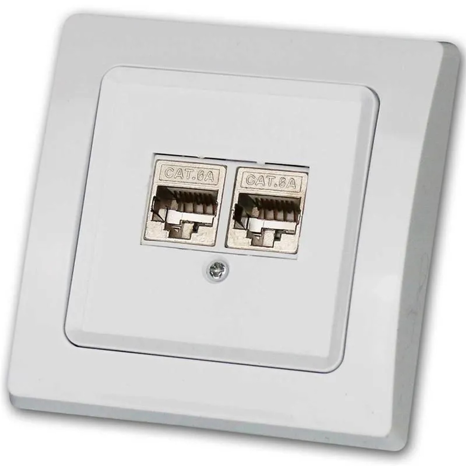 ChiliTec DELPHI RJ45 Netzwerkdose Weiß 2x CAT6 mit Rahmen