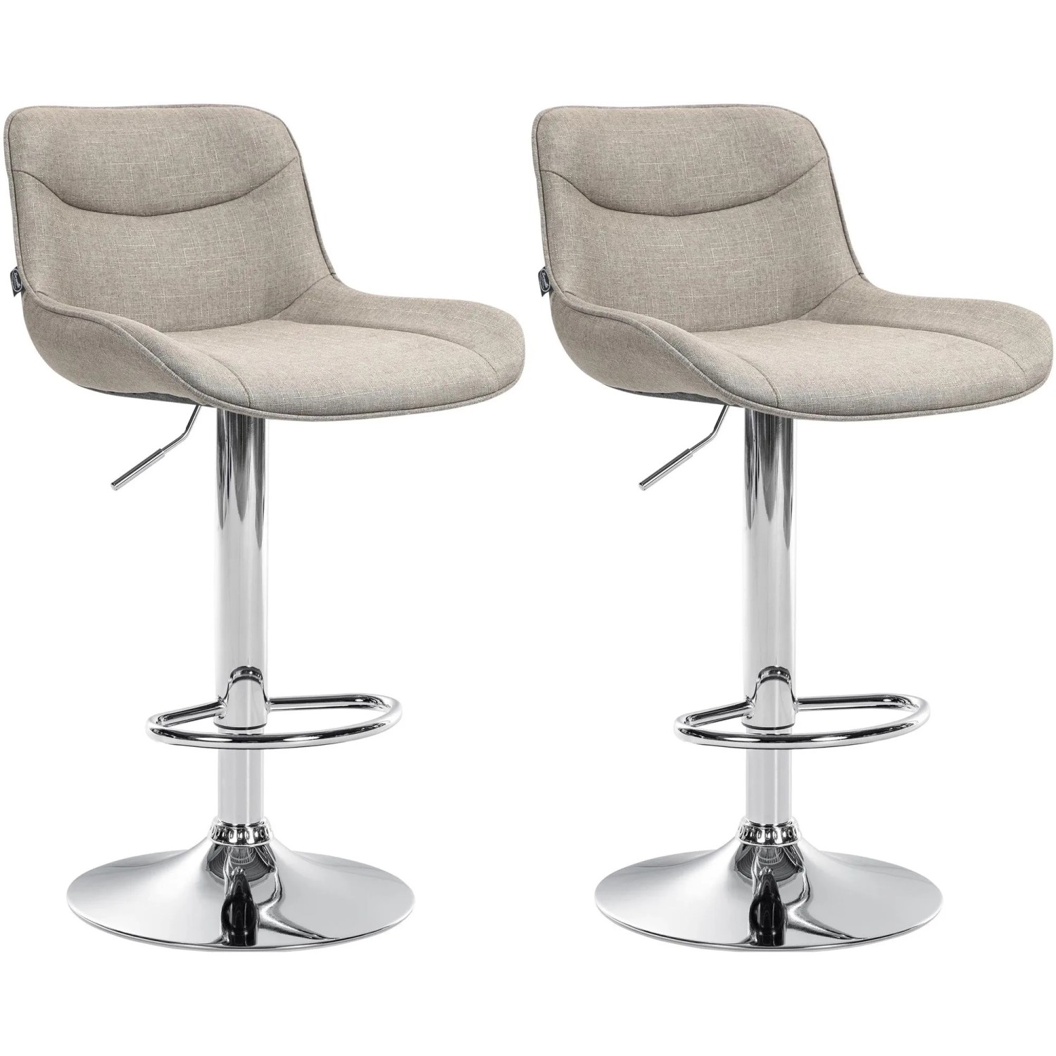 CLP 2er Set Barhocker Vonore Stoff Taupe/Chrom