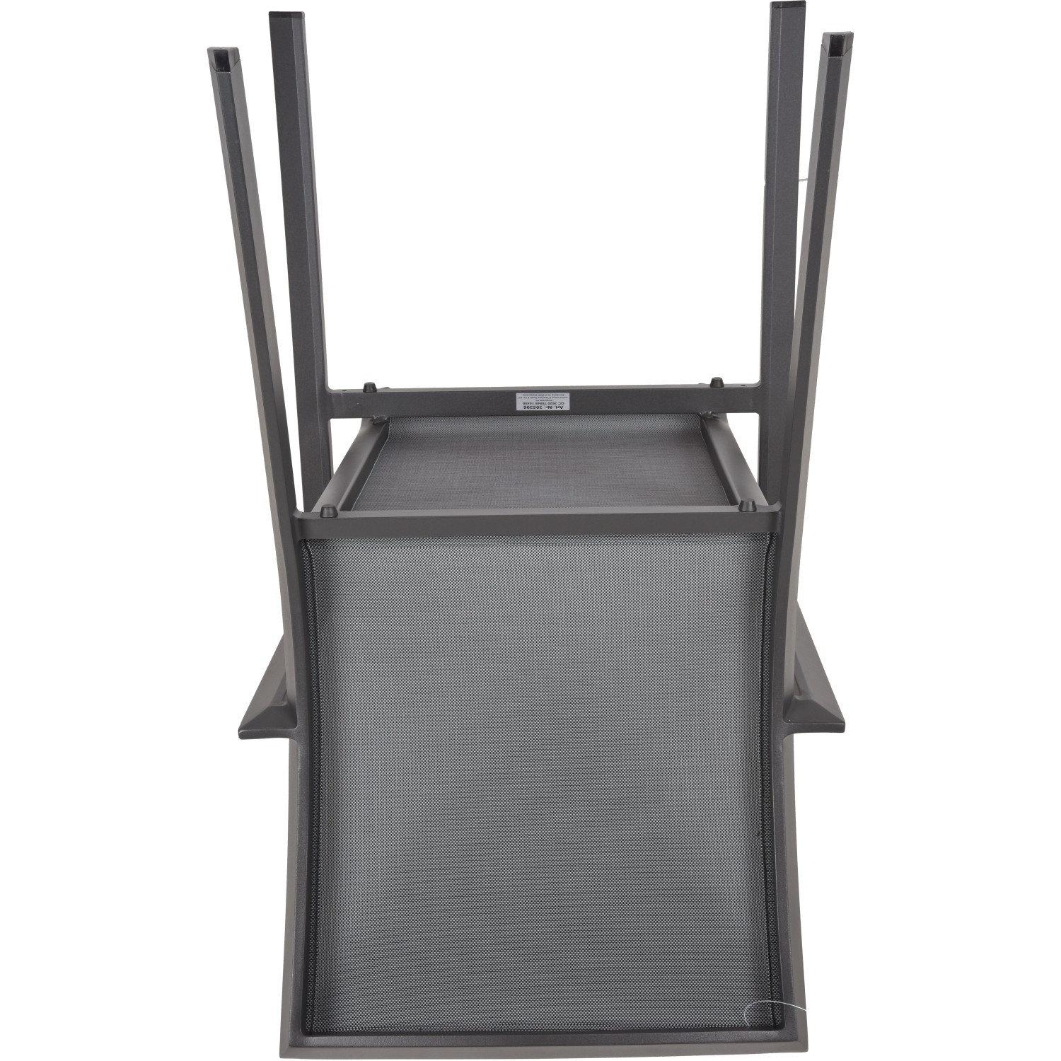 Detailansicht eines Gartenstuhls Rana aus dem 5-teiligen Gartenmöbel-Set in Dunkelgrau.