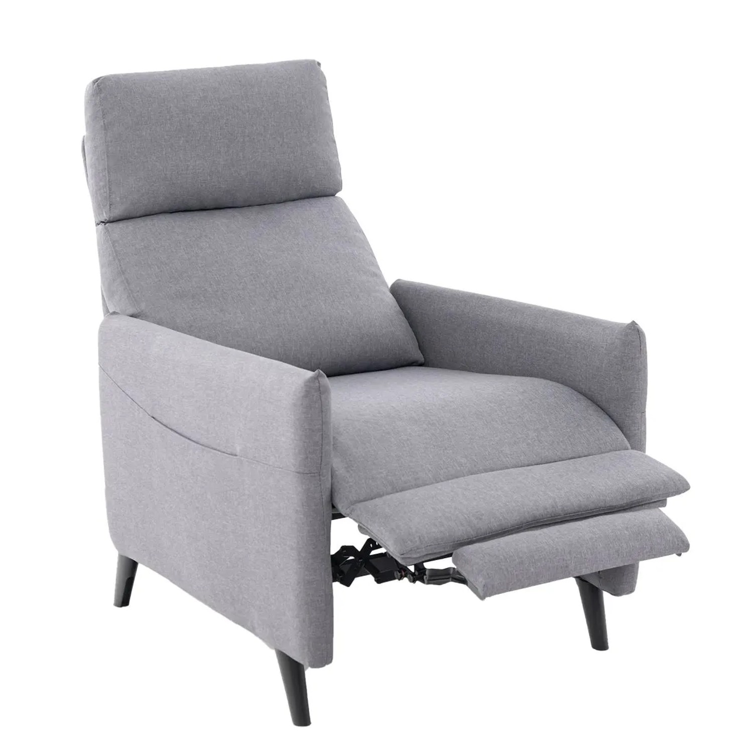 Costway Sessel mit Verstellbarer Rückenlehne & Fußstütze Hellgrau
