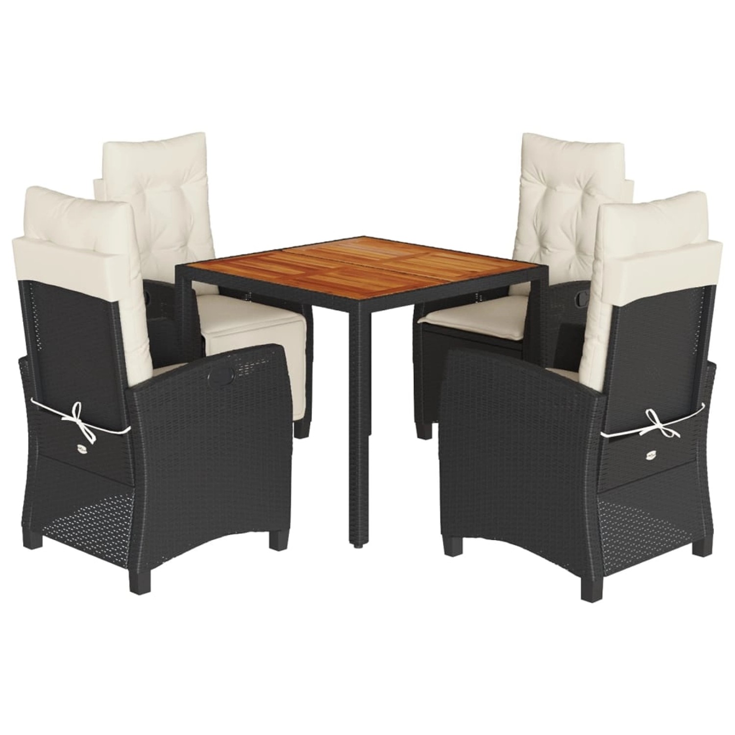 vidaXL 5-Tlg Garten-Essgruppe mit Kissen Schwarz Poly Rattan 3212655 günstig online kaufen