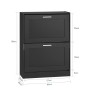 Schmaler, schwarzer Schuhschrank mit zwei Klappen (60x80x25cm) für den Flur.