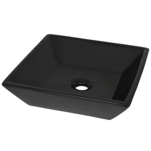 vidaXL Waschbecken Keramik Quadratisch Schwarz 41,5 x 41,5 x 12 cm 142739