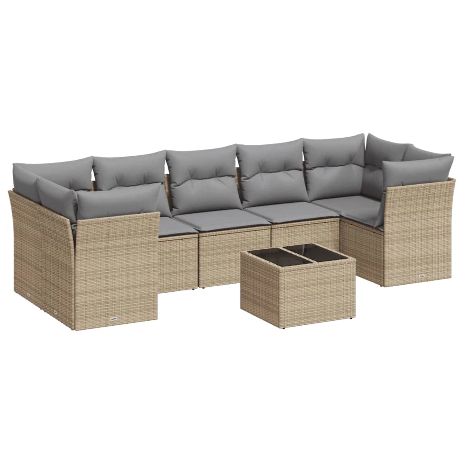 vidaXL 8-Tlg Garten-Sofagarnitur mit Kissen Beige Poly Rattan 3249128 günstig online kaufen