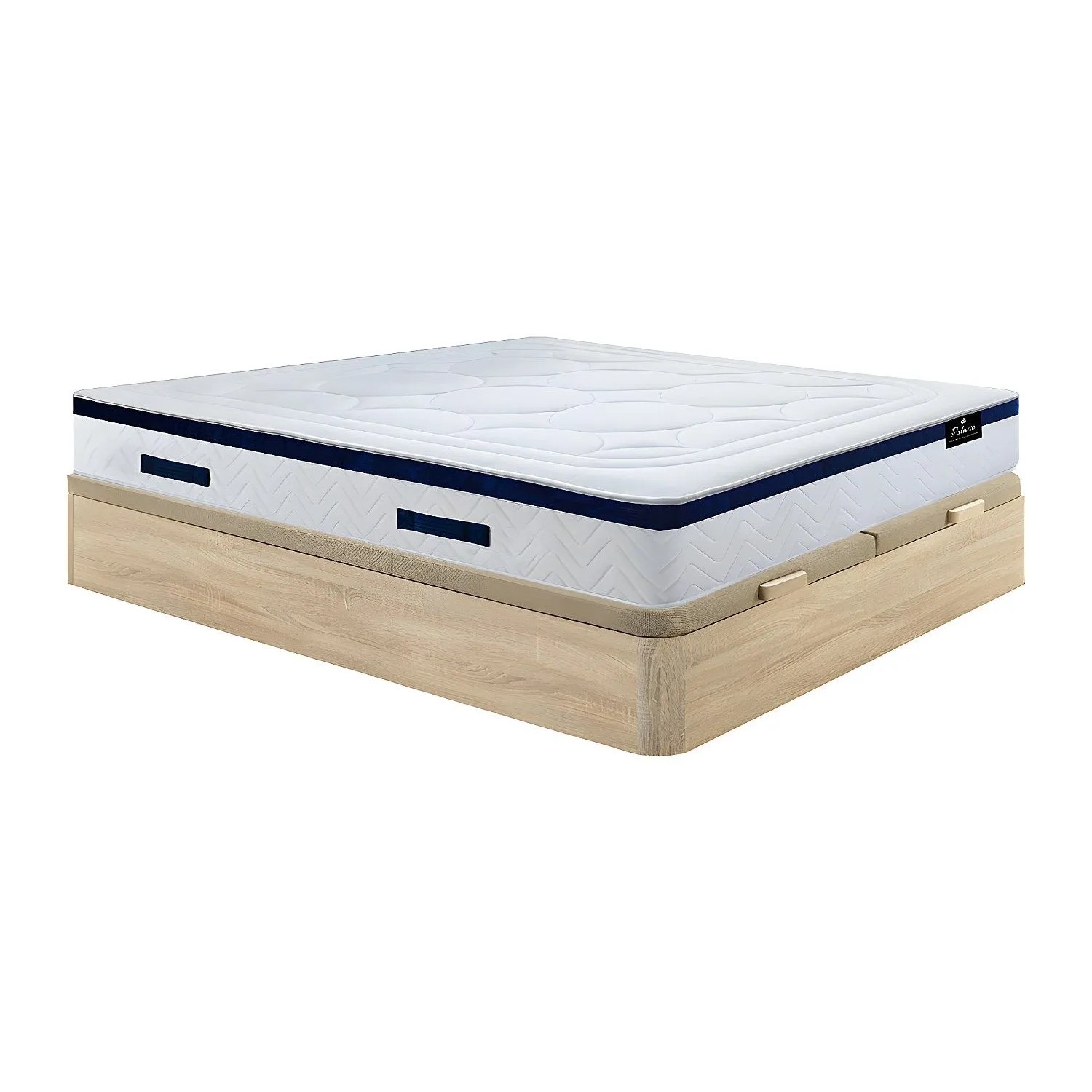 Vente-unique Matratze Und Bettgestell Mit Lattenrost Und Bettkasten Marquis Naturfarben Hell 200 cm
