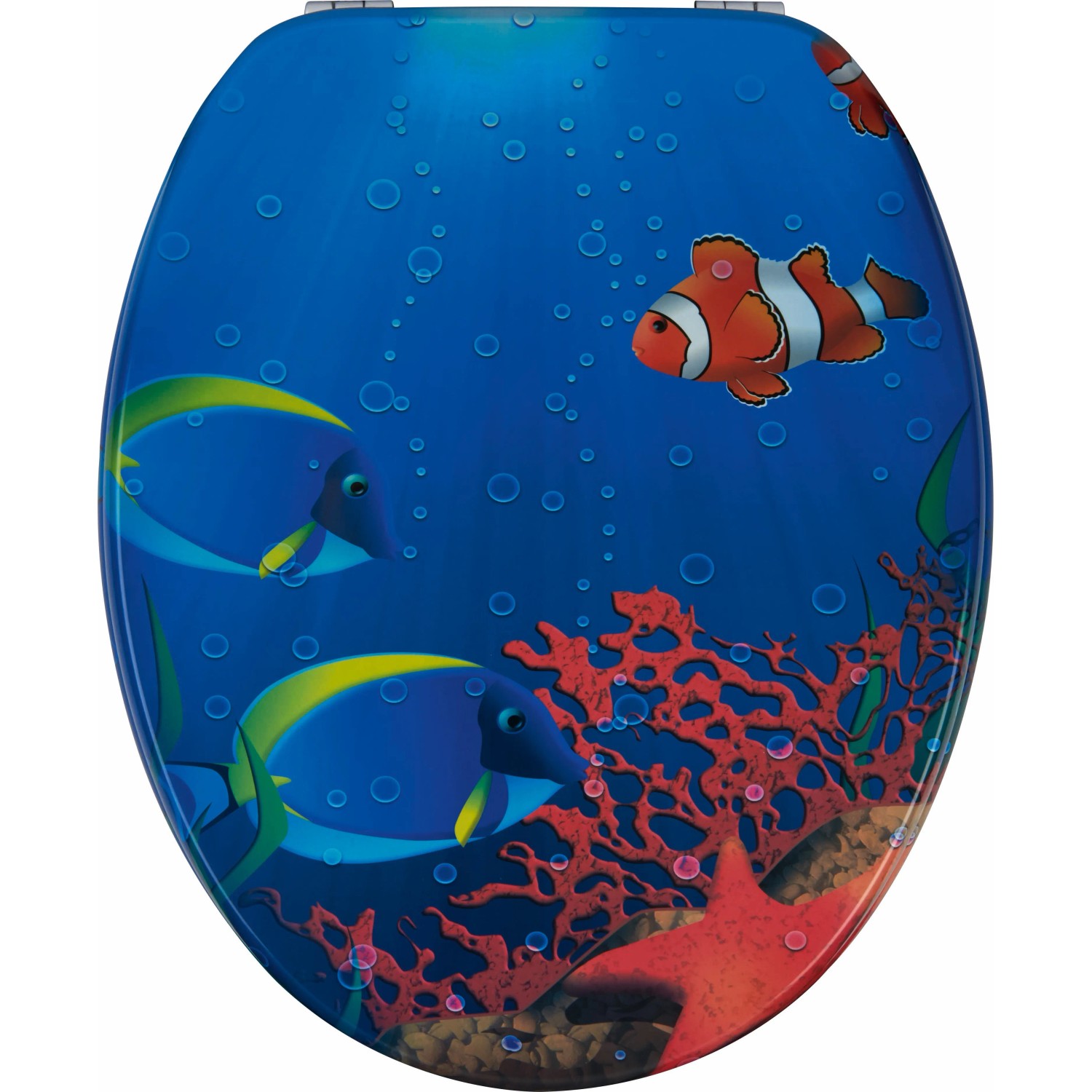 WC-Sitz Ardila Holzkern Ozean mit Unterwasserwelt-Motiv (Fische, Korallen).