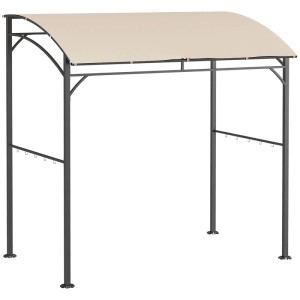 Outsunny Grillpavillon in Beige und Schwarz mit Metallgestell und Haken für Grillzubehör.