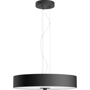 Schwarze Philips Hue White Ambiance Fair Pendelleuchte mit Dimmer und warmweißem Licht.
